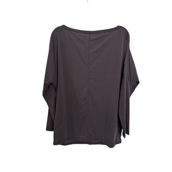 Athleta Essence Flow Top Womens Large Charcoal Gray Dolman Sleeve Boat Neck - Picture 3 of 6